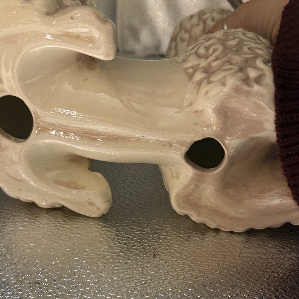Vintage White Hand Painted Ceramic Poodle - Picture 5 of 10
